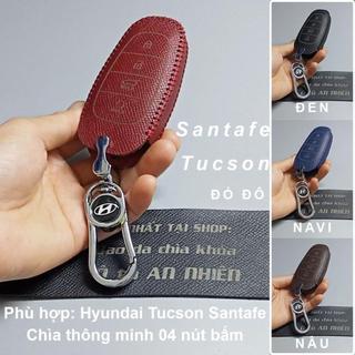 Bao da bọc ốp chìa khóa xe ô tô Hyundai Santafe 2021 2022 2023 Tucson 2022 2023 da bò Hyundai12C