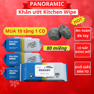 Khăn ướt lau bếp đa năng, giấy ướt lau vệ sinh nhà bếp, bát đĩa cơ lớn siêu dai an toàn cho da tay
