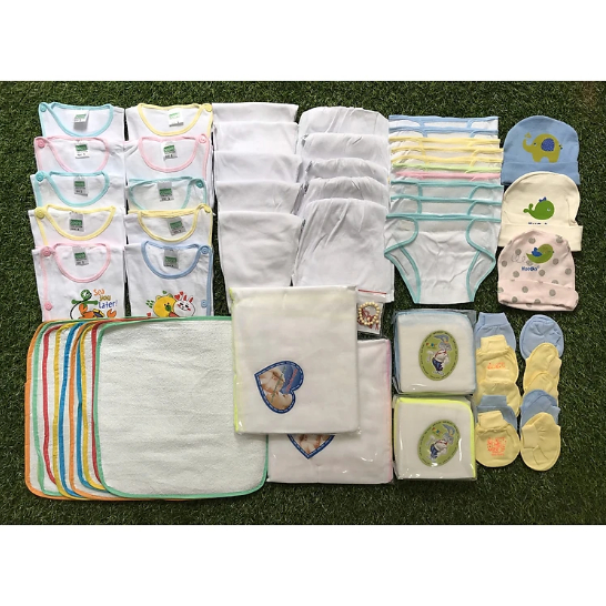 Set Đồ Sơ Sinh Trọn Gói Chuẩn Hàng Cotton -Set 72 món đô
