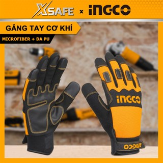 Găng tay cơ khí bảo hộ đa năng INGCO chất liệu vải Microfiber với da PU tăng độ bám, chống mài mòn, bảo hộ an toàn