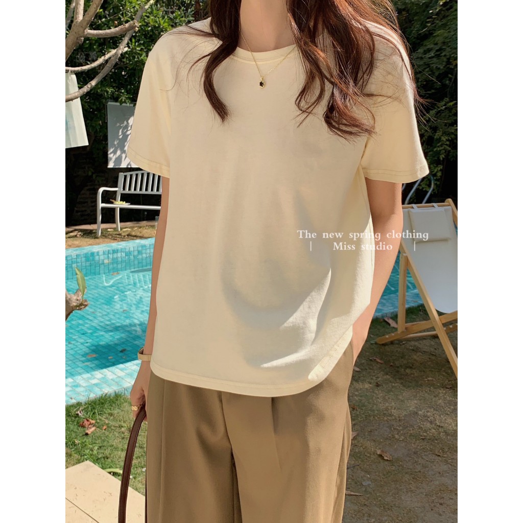 Áo thun nữ form vừa tay ngắn cổ tròn dáng suông nhiều màu cao cấp, áo phông nữ cộc tay cotton chất vải đẹp MENINA_STUDIO