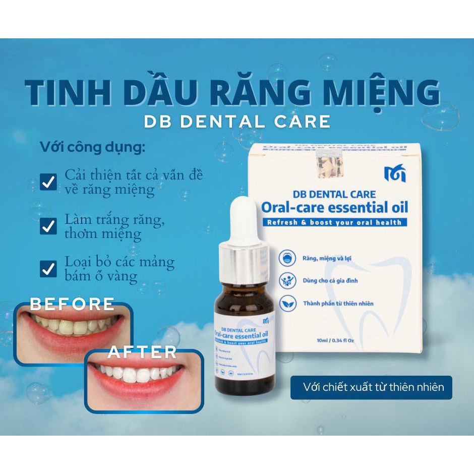 Tinh dầu răng miệng DB Dental Care 10ml, giúp làm sạch răng miệng cho hơi thở thơm mát.