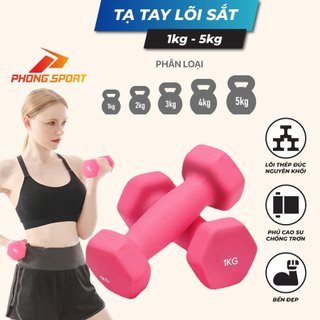 Tạ tay lõi sắt bọc cao su, tạ đơn 1kg 2kg 3kg 4kg 5kg