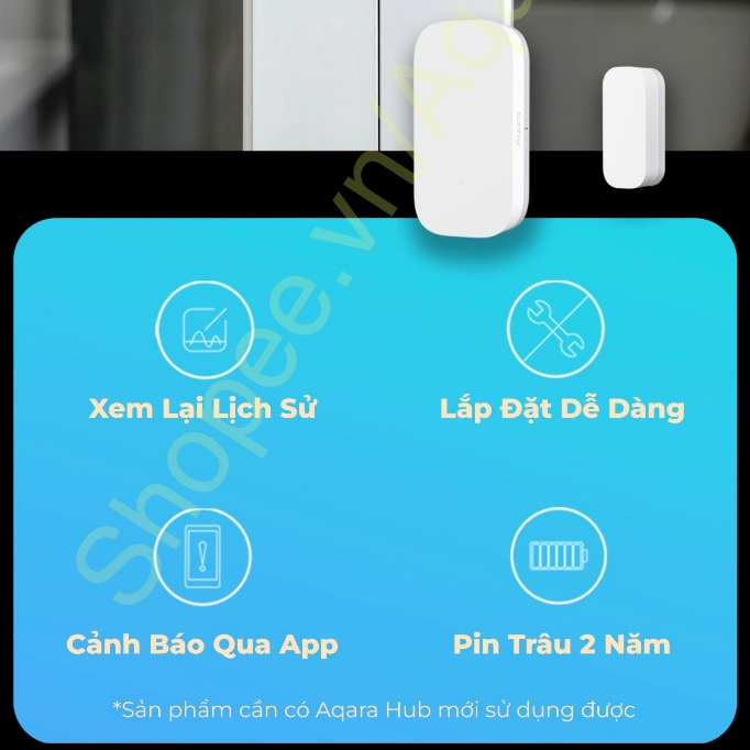 Cảm biến cửa Aqara T1 Zigbee 3.0 DW-S03D - Phát hiện trạng thái đóng / mở, Tương thích HomeKit - Cần trang bị Aqara Hub