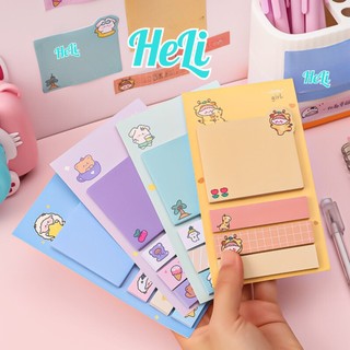 Set 80 giấy note, giấy đánh dấu trang kèm đánh dấu tráng hoạt tiết hoạt hình dễ thương