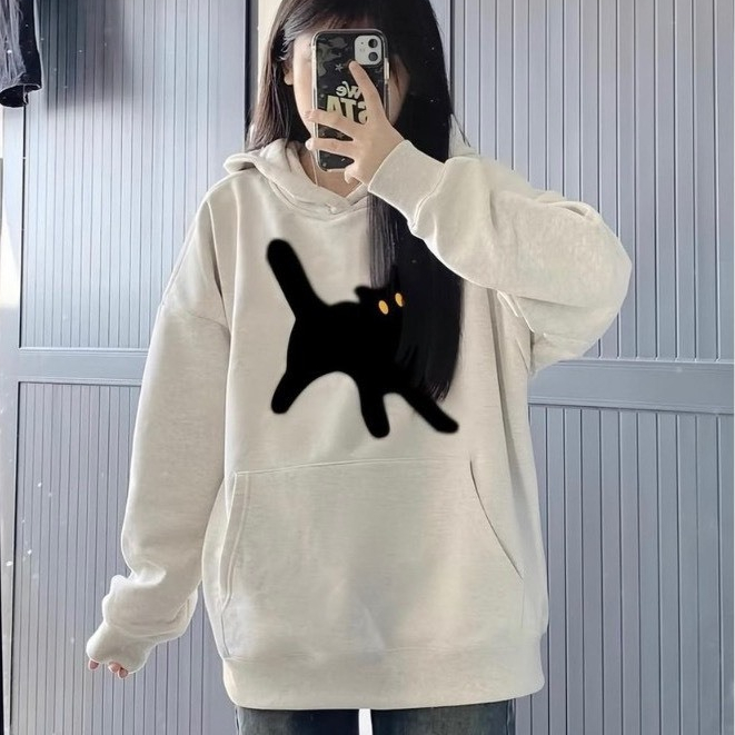 Áo Nỉ Bông UNISEX , Áo Sweater Form Rộng In Chú Mèo Cực Kỳ Dễ Thương TL20