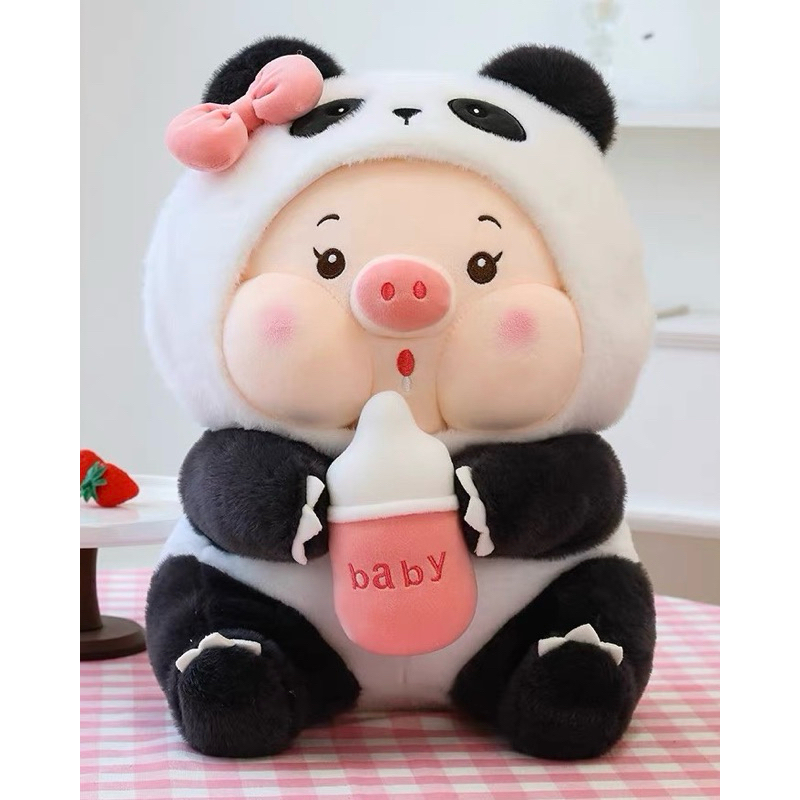 [Mua giá sỉ rẻ] Gấu bông heo sữa baby cosplay gấu trúc 23cm. Sinh ra là Hêu ú 🐖 nhưng mà mê Panda 🐼