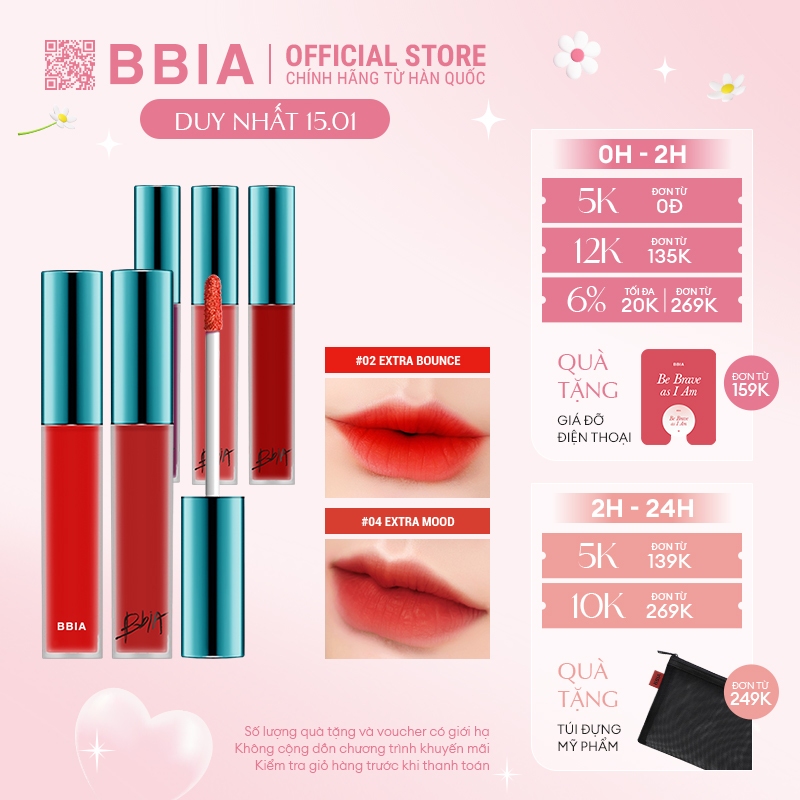Son Kem Lì Bbia Last Velvet Lip Tint Version 1  5g Bbia Official Store