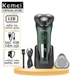 Máy cạo râu khô và ướt KEMEI KM-2805 chống thấm nước IPX7 công suất 5W sạc USB pin trâu sạc USB nhanh 1 giờ kèm đế đỡ