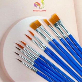 Túi 10/50 Cọ Vẽ Cán Nhựa Đầu Cọ Bằng Sợi NyLon Tô Tượng Vẽ Tranh Màu Acrylic HUNGACOLO