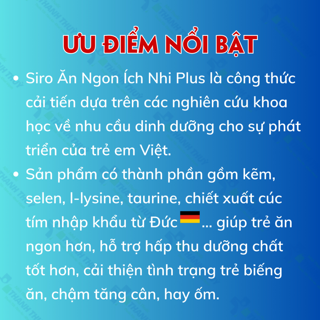 Siro ăn ngon cho bé Ích Nhi Plus, Giúp nâng cao sức đề kháng, tăng hấp thu dưỡng chất, trẻ ăn ngon