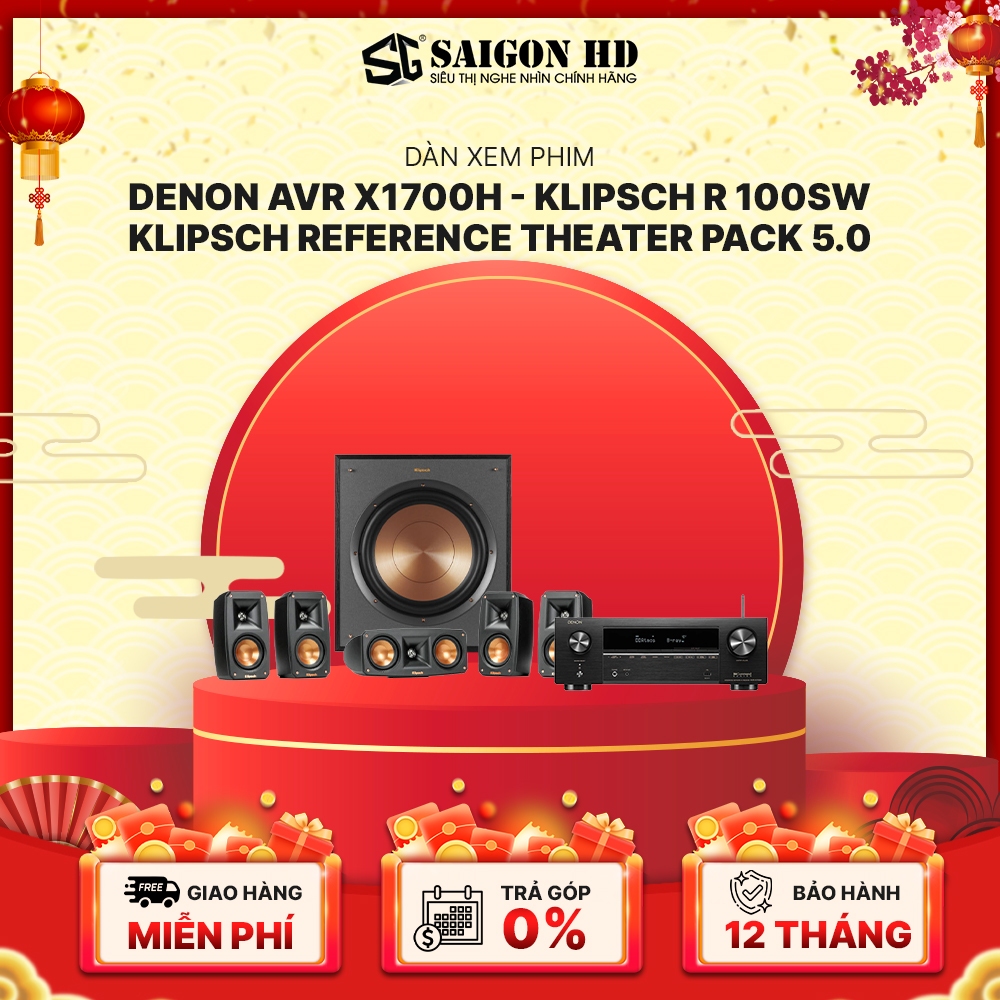 Dàn âm thanh xem phim DENON AVR X1700H - KLIPSCH REFERENCE THEATER PACK 5.0 - KLIPSCH R 100SW - Hàng chính hãng, giá tốt