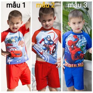 Bộ quần áo bơi kèm mũ cho bé QATE100 - Quần bơi cho bé hình siêu nhân vải co dãn QATE99