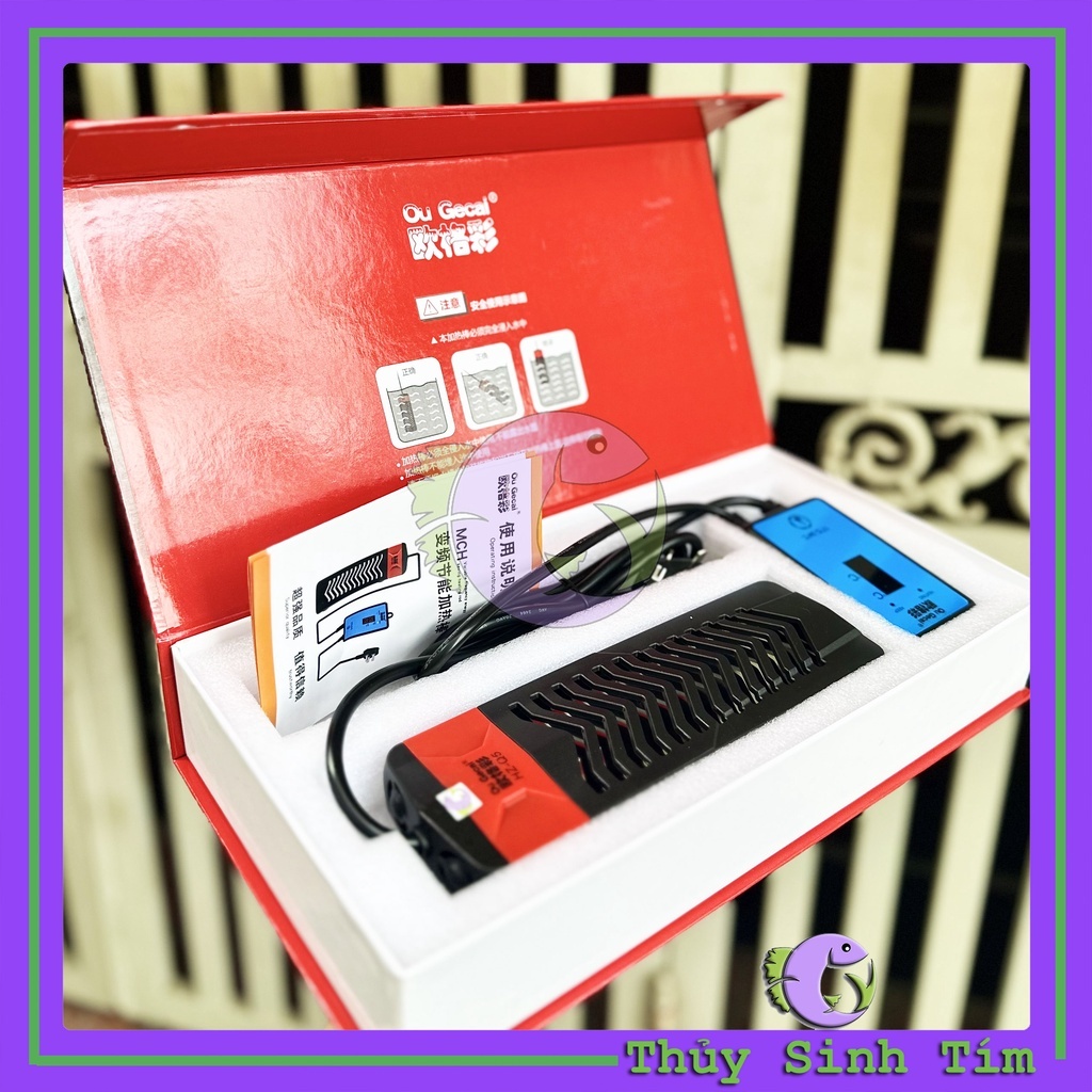 Sưởi Bể Cá Ou Gecai HZ-Q5 Tích Hợp Nhiệt Kế, Bọc Nhựa Chống Bỏng