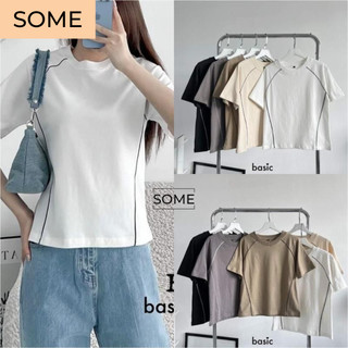 Áo thun cổ tròn Baby Tee phối viền đúp tay ngắn ôm body chất borip mềm mại co giãn 4 chiều - A229