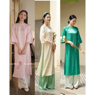 Áo dài cách tân chất gấm lụa tay lỡ áo dài truyền thống ngày tết-aodaigam