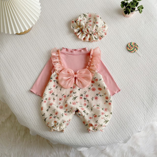 Set body váy yếm cho bé gái kèm turban chất liệu mềm mát ⚡𝗙𝗥𝗘𝗘𝗦𝗛𝗜𝗣⚡ Bodysuit cho bé gái sơ sinh kiểu dáng sang xịn