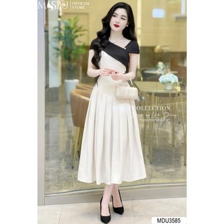 Váy Tiểu Thư K64-D2-4 MDU3585 Trễ Vai Cuốn Hút Màu Sắc Tối Giản Từ MDU