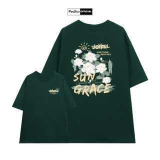 Áo Thun Nữ, Áo Phông Unisex By PEABOO Mã TN Sun Grace Chất Cotton Thoáng Mát Form Rộng Tay Lỡ Cho Nam Nữ