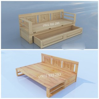 Sofa giường - giường gấp gỗ sồi mặt liền học kéo lớn