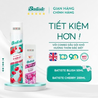 2 Chai Dầu Gội Khô Batiste Giúp Làm Phồng Tóc Dầu gội Siêu tiết kiệm (cherry200ml+Blush50ml)