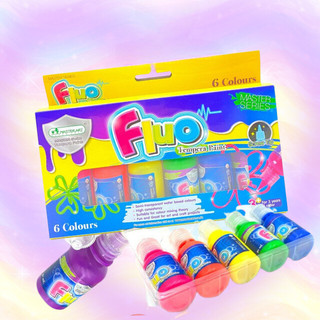 Hộp 6 lọ màu nước màu neon master art lọ 30ml cho bé học mỹ thuật
