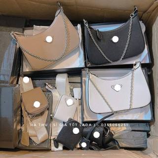 Túi kẹp nách - túi đeo chéo Pờ ra set 2 món da xước