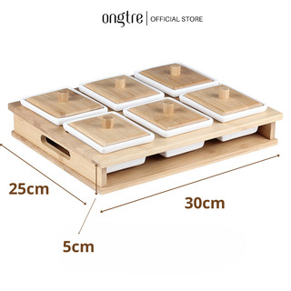 Khay gỗ tre ONGTRE đựng mứt tết nhiều ngăn(4/6 ngăn)
