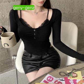  #Ao tay dài trụ nút yếm ren nữ tính. tặng dây chuyền cao cấp khi mua 2Sp 