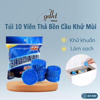 Gói 10 viên thả bồn cầu khử mùi kháng khuẩn viên tẩy bồn cầu huytuan3010