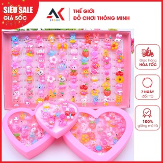 Hộp Nhẫn Nhựa Hình Trái Tim Đáng Yêu Cho Bé Gái