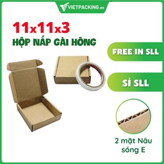 11x11x3 - Combo 50 hộp carton nắp gài hông nhỏ gọn, đẹp V236