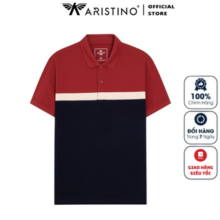 Áo thun polo nam Aristino APS134S3 ngắn tay cổ bẻ dáng Slim fit  Cam 110 kẻ Jacquard vải cotton cao cấp