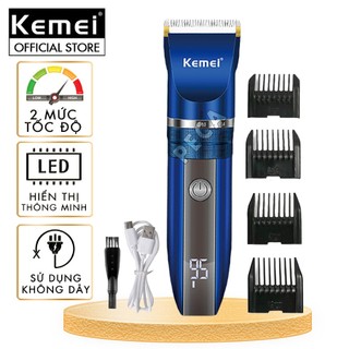 Tông đơ cắt tóc không dây Kemei KM-1085/1086 màn hình LCD hiện pin thông minh dùng cho cá nhân và gia đình chính hãng