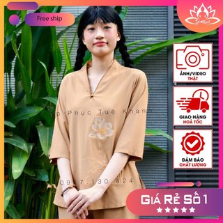 Đồ lam đi chùa cho nữ trang nhã Kate Lụa nút ngọc