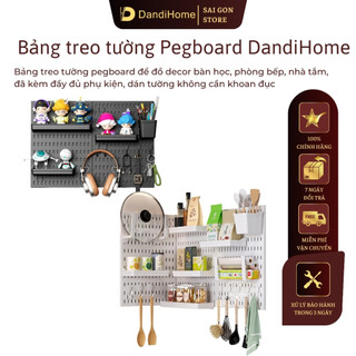  Kệ giá bảng treo tường DandiHome trang trí pegboard để đồ decor bàn học phòng bếp nhà tắm đã kèm đầy đủ phụ kiện dán 