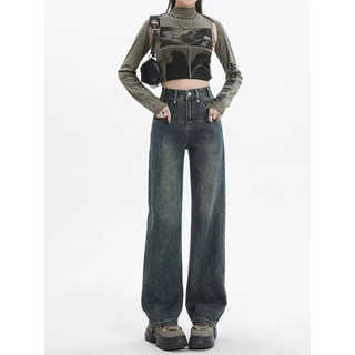 Quần ống rộng nữ chất jean bò cạp cao dáng dài ôm eo tôn dáng basic phong cách hàn quốc siêu hot DELIZ