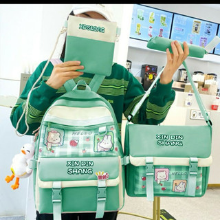 Balo thời trang set 4 món - combo 4 balo đi học đi chơi caro