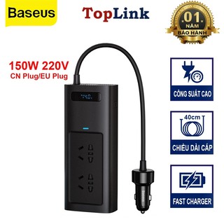 Tẩu Sạc Chuyển Đổi Điện Ô Tô DC 12V Sang Xoay Chiều AC 220V Baseus In Car Inverter 150W Đa Năng Tiện Dụng