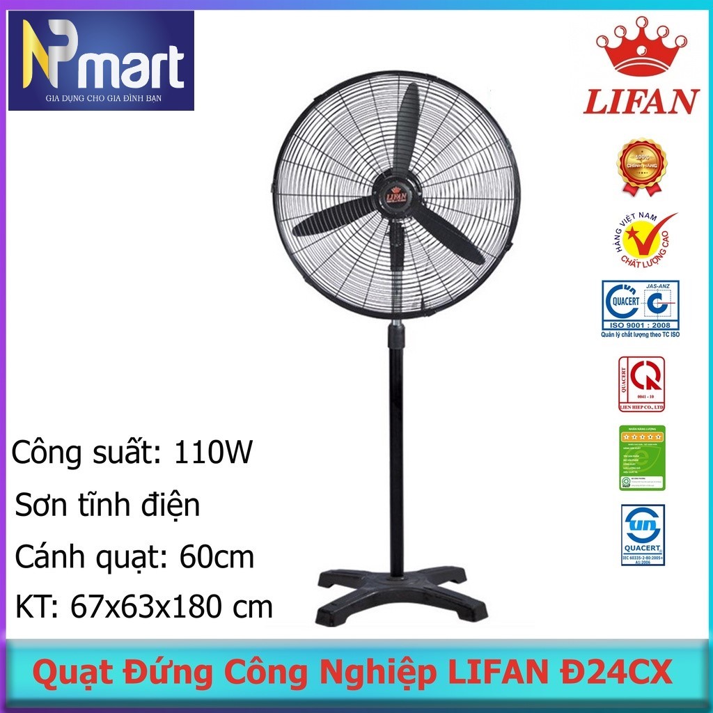  Quạt đứng công nghiệp LIFAN Đ24CX 138W sử dụng nhà xưởng quán ăn cà phê 