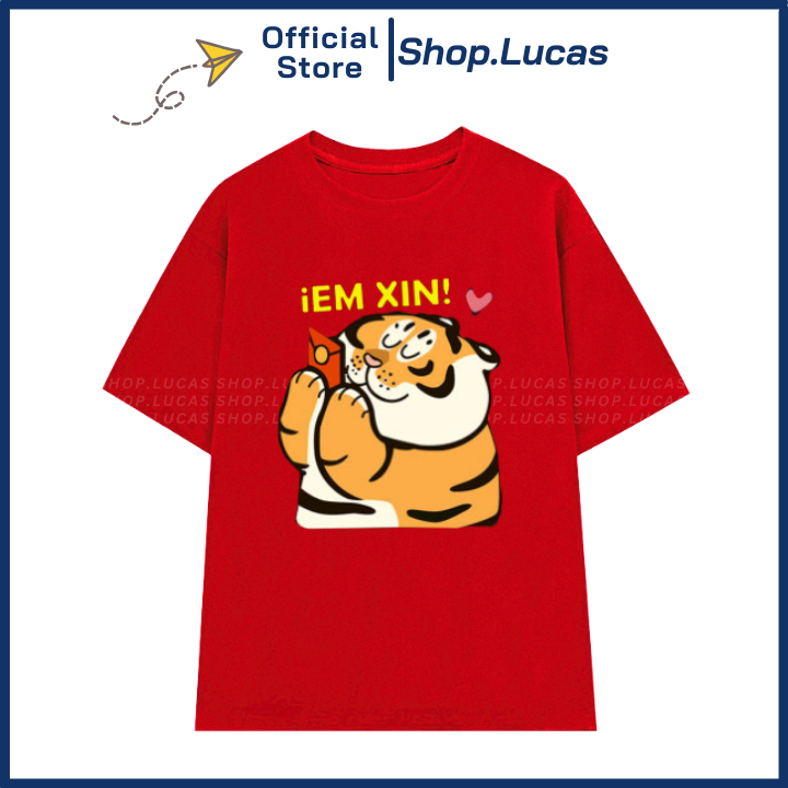 Áo Thun TẾT 2024 CON RỒNG XUÂN GIÁP THÌN Unisex Nam Nữ Áo Gia Đình Cặp Đôi Shop.Lucas - LÌ XÌ EM XIN