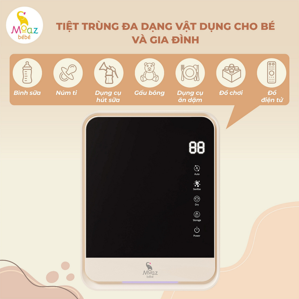 MÁY TIỆT TRÙNG SẤY KHÔ BÌNH SỮA UVC - ION MOAZ BÉBÉ MB082