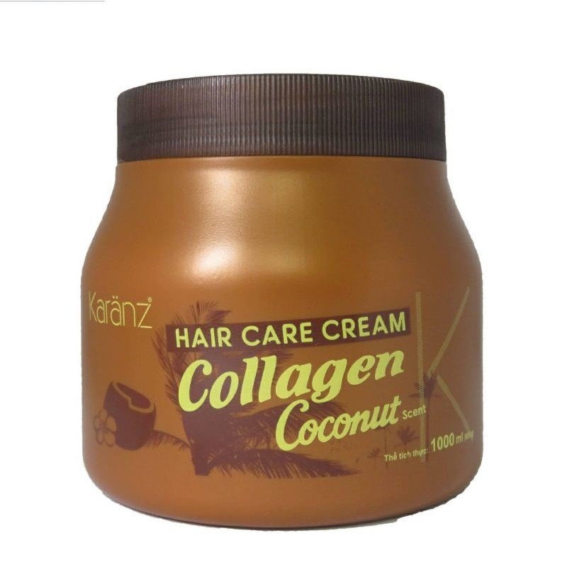 Kem ủ tóc Collagen Karanz dừa màu nâu 1000ml - Hấp Dầu phục hồi tóc hư tổn, chẻ ngọn