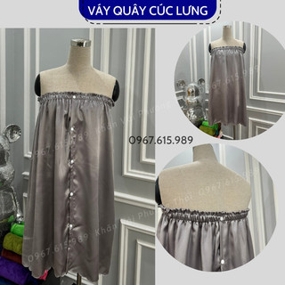 Váy quây spa có CÚC LƯNG, váy quây massage phi lụa cao cấp, mát mịn, không nhăn