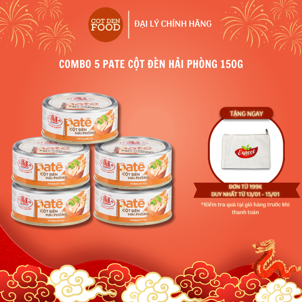 COMBO 5 Hộp Pate Cột Đèn Hải Phòng Đóng Hộp 150G - Đồ Hộp Hạ Long tiện lợi mang đi picnic - COTDENFOOD