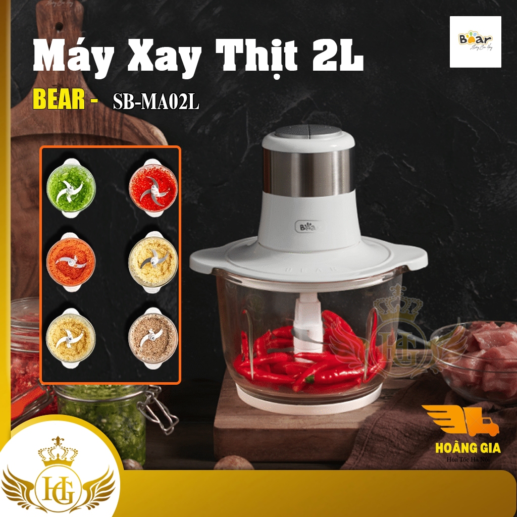 Máy Xay Thịt Bear MS - MA02L | Máy Xay Tỏi Ớt Dung Tích Lớn 2L ,Cối Xay Thuỷ Tinh Sạch Sẽ