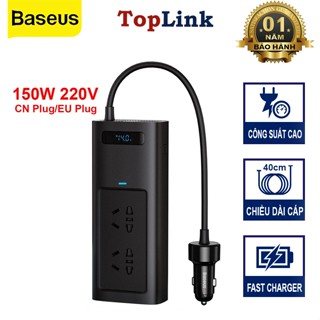 Tẩu Sạc Baseus Chuyển Đổi Điện Ô Tô DC 12V Sang Xoay Chiều AC 220V  In Car Inverter 150W Đa Năng Tiện Dụng - TopEcom