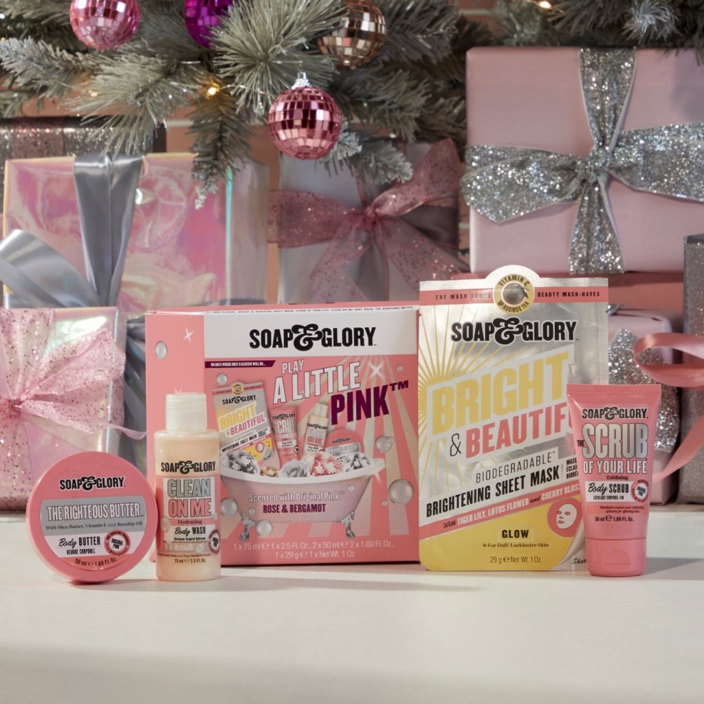 Hộp quà tặng dưỡng thể SOAP & GLORY Original Pink Collection-Tin 5 món travel size