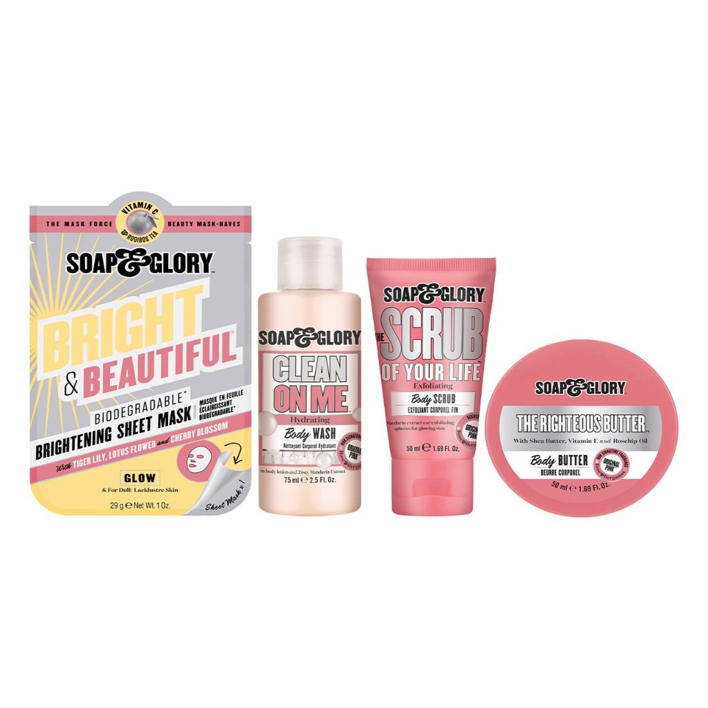 Hộp quà tặng dưỡng thể SOAP & GLORY Original Pink Collection-Tin 5 món travel size