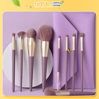 Bộ cọ 9 cây kèm túi màu tím sang chảnh tiện lợi makeup trang điểm đi chơi HATOLA